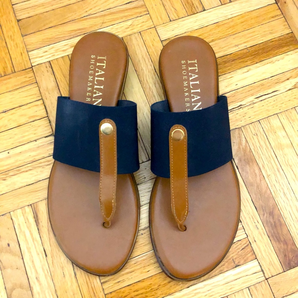 Italian Shoemaker Blue and Brown Flip Flops